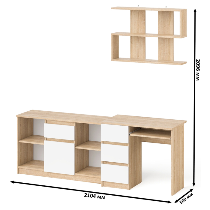 Прямые компьютерные столы, Тумба Мори МТВ1204.1 с компьютерным столом МС-6 левый и полкой 900