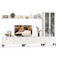 Стенки для гостиной, Две навесных полки с ТВ-тумбами и сервантом Валенсия № 83