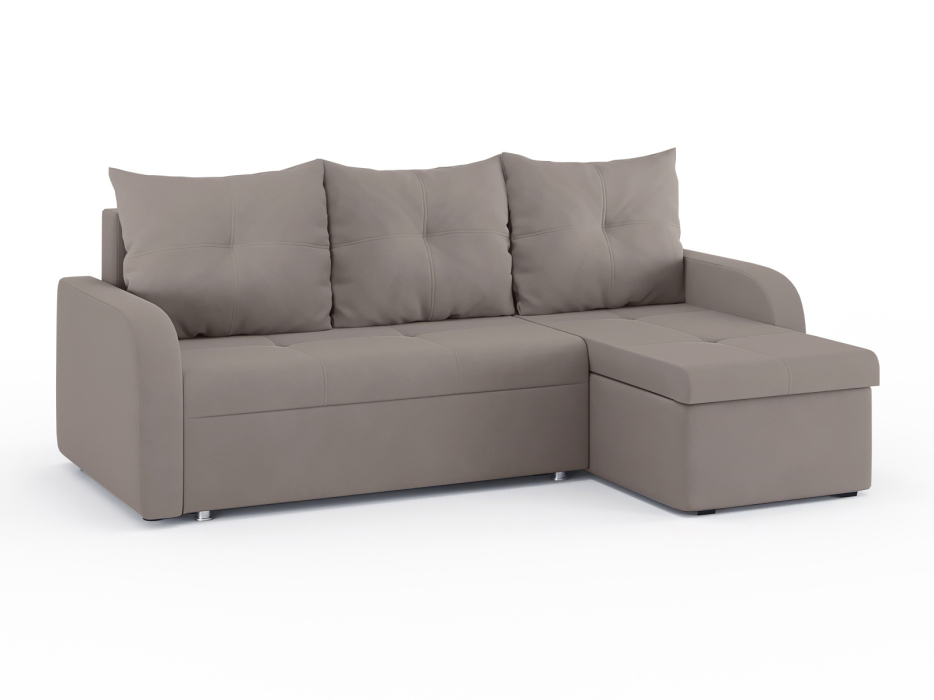 Диваны угловые в гостиную, Диван-кровать угловой Мини Люкс трехсекционная еврокнижка, велюр