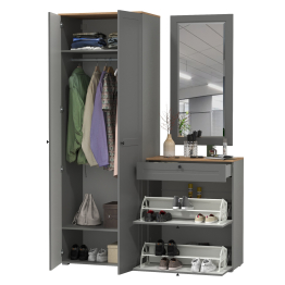 Шкаф двудверный для прихожей и обувница с зеркалом Остин