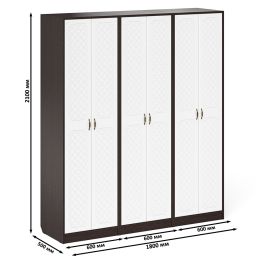 Три широких шкафа с дверками в прихожую П-6 МДФ фрезеровка ромб