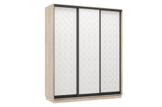 Шкафы-купе 3-х дверные, Шкаф-купе Премьер 24 (01РБ;01РБ;01РБ) фасады ромб белый/трёхдверный/Профиль чёрный муар