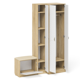 Шкаф с пеналом и обувницей с сиденьем П-6 № 25 МДФ фрезеровка ромб