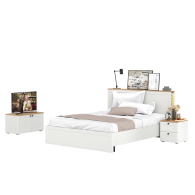 Спальные гарнитуры, Кровать двуспальная с ортопедическим основанием Остин с прикроватной тумбочкой и тумбой 13.257