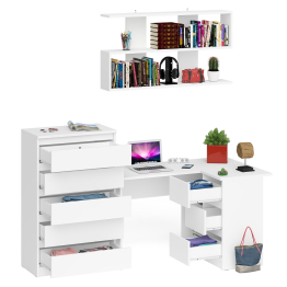 Комод Мори МК700.5 со столом компьютерным угловым МС-16 правым и открытой полкой 1200