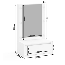 Комод с дверками и ящиками 122-1204 и косметический столик навесной с подсветкой