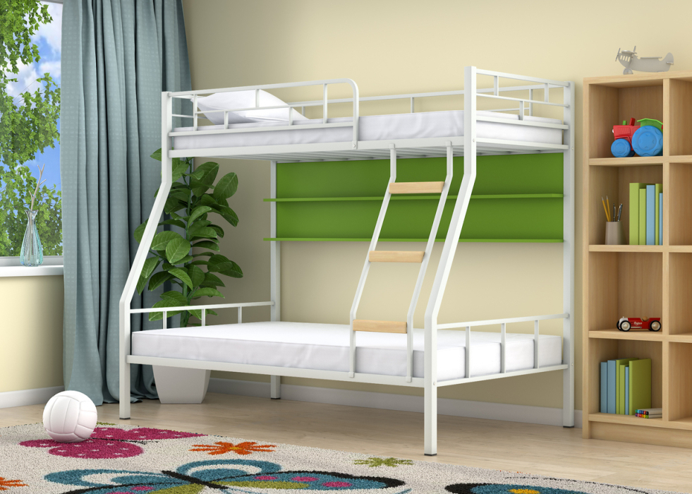 Для подростков, Двухъярусная кровать Радуга полка зеленый