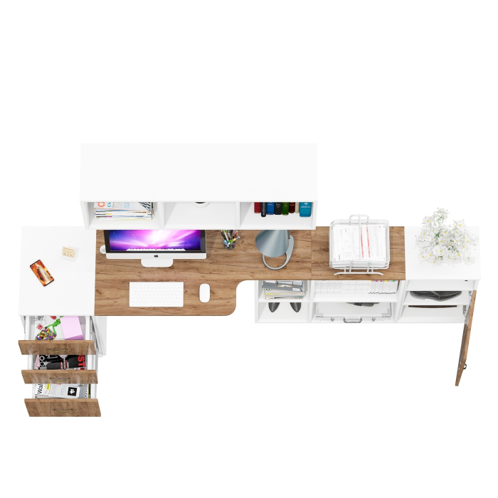 Домашние кабинеты, Две тумбы Лидер-8 и стол-трансформер компьютерный с полкой