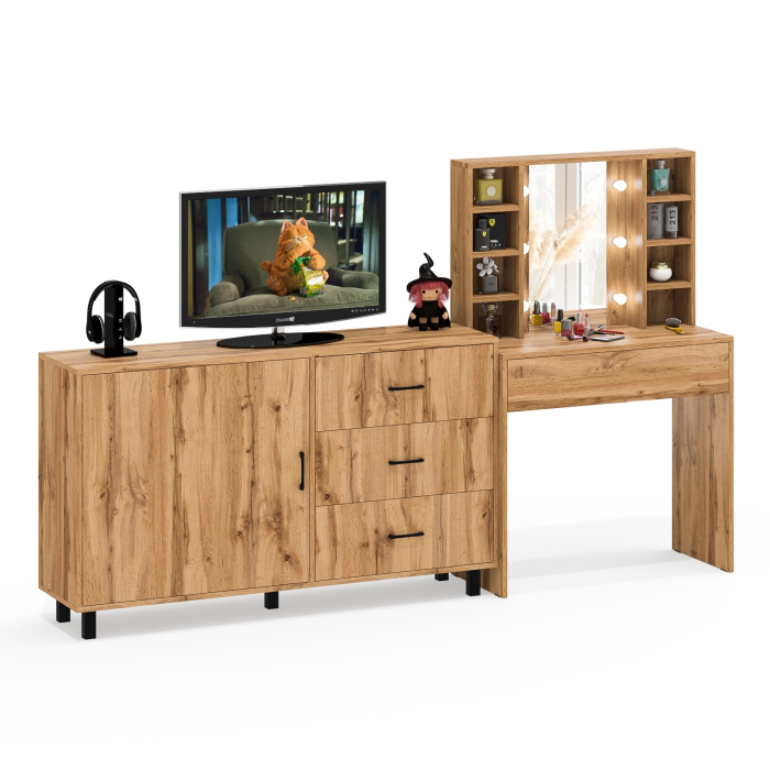 Туалетные столики, Столик туалетный с полочками и с подсветкой и комод 122-1504