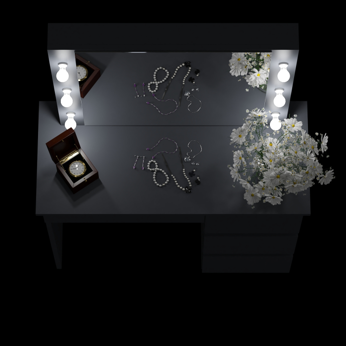 С зеркалом, Стол косметический с подсветкой Сура