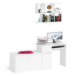 Компьютерный стол Мори МС-1 левый с тумбой две дверки и полкой