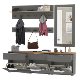 Три обувницы с зеркалом и вешалками для одежды Октава