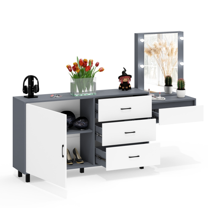 Туалетные столики, Стол косметический навесной с подсветкой и комод 122-1504