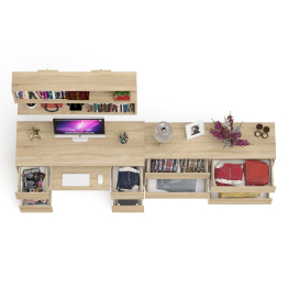 Стол компьютерный ящики слева и справа Мори МС-2 с комодом и полкой навесной