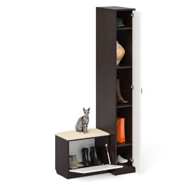 Пенал П-6-500 с обувницей с мягким сиденьем фрезеровка ромб