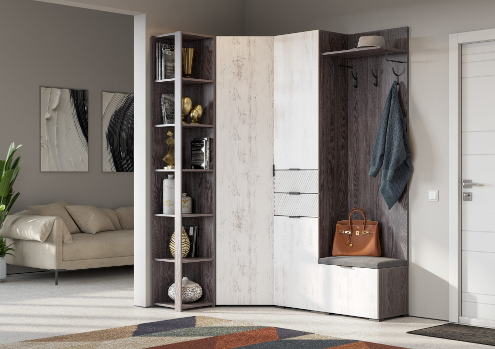 Для одежды, Шкаф Шаде ШК-3433, черный ясень, санторини белый