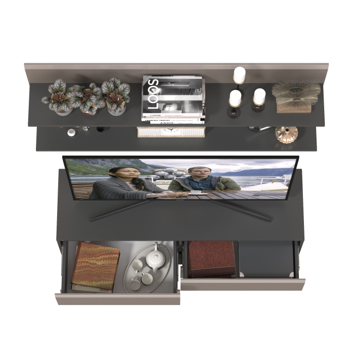 ТВ-тумбы, Две открытых полочки с тумбой для аппаратуры Сидней