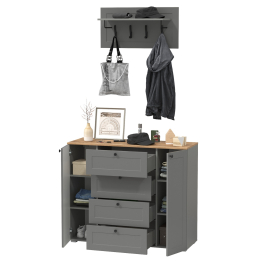 Комод четыре ящика и две дверки и вешалка для одежды Остин