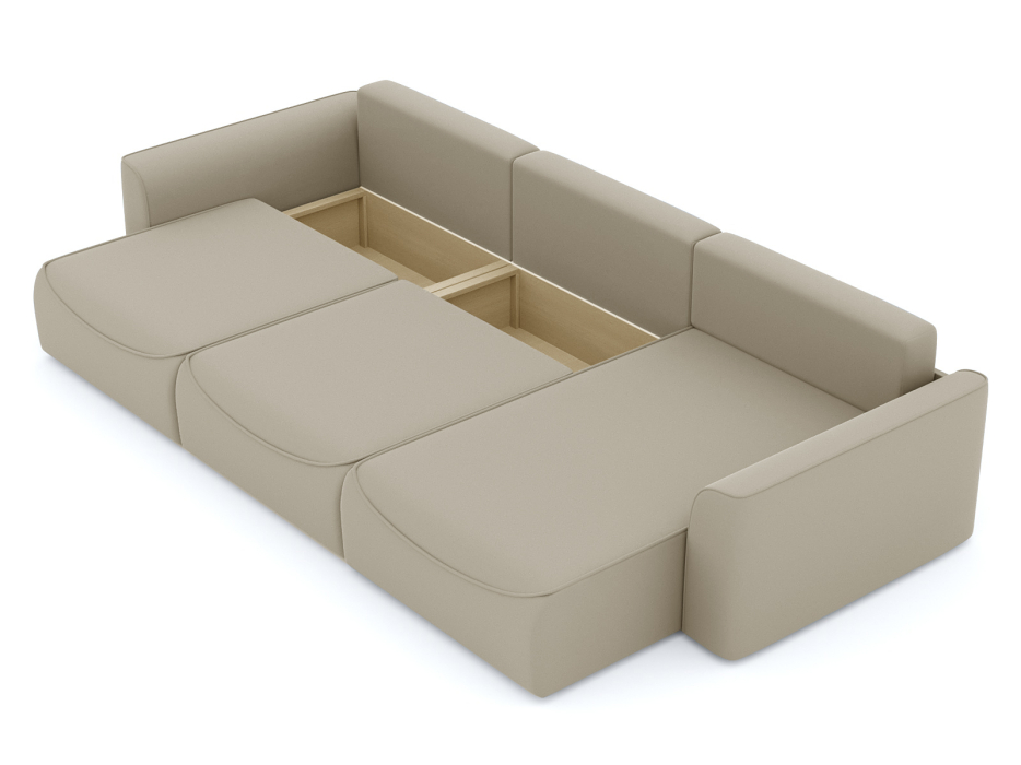 Диваны угловые в гостиную, Диван-кровать угловой Рафаэль 3 секции еврокнижка НПБ, велюр