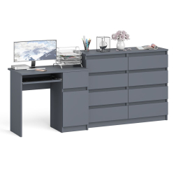 Комод 8-мь ящиков Мори МК1200 и правый компьютерный стол Мори МС-1