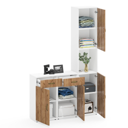 Две тумбы с ящиком и дверкой и пенал для рабочего кабинета Лидер-8