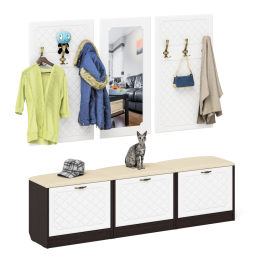 Набор мебели для прихожей из обувниц зеркала и вешалок П-6 № 03 МДФ фрезеровка ромб