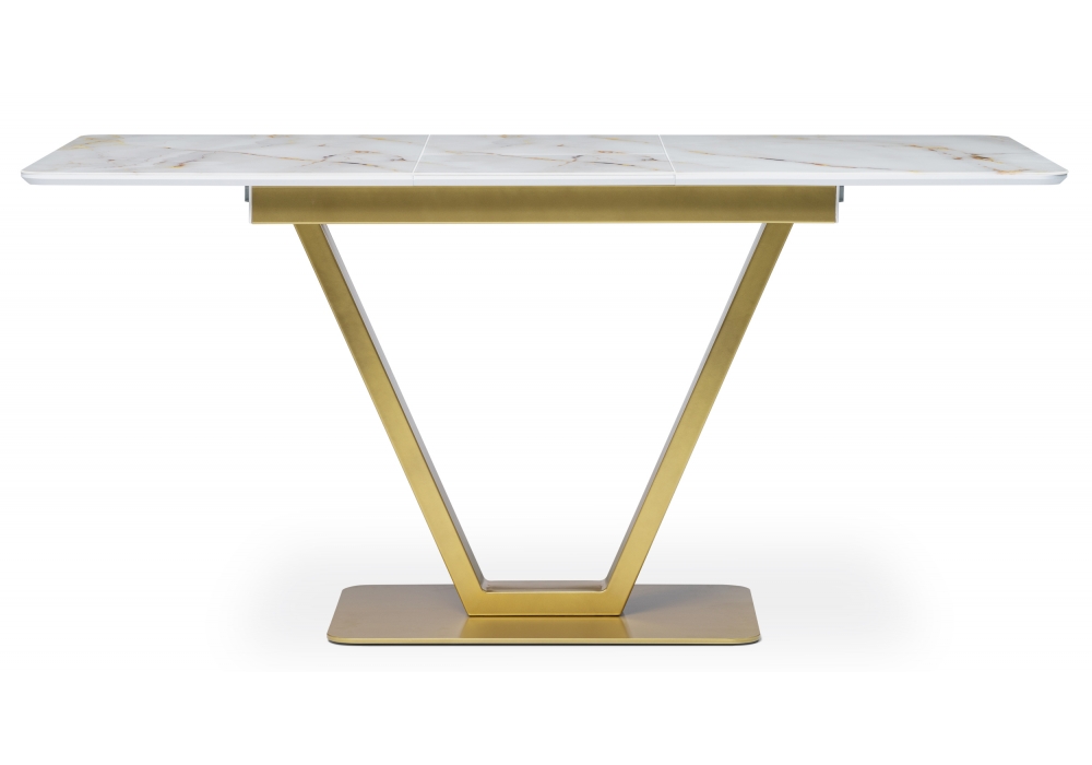 Обеденные столы, Стол стеклянный Бугун (белый / золото)