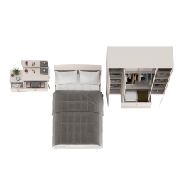 Спальня Афина Сп10 - 4-х дверный шкаф-комод с кроватью 1200 и трюмо с зеркалом