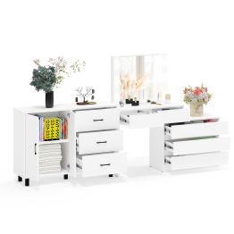 Стол косметический с подсветкой 110 и тумба-комод с тремя ящиками и дверками 123-1204