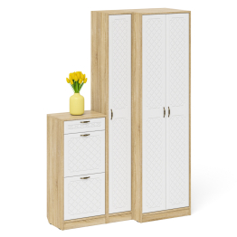 Обувница П-6 две секции с пеналом и шкафом № 28 МДФ фрезеровка ромб