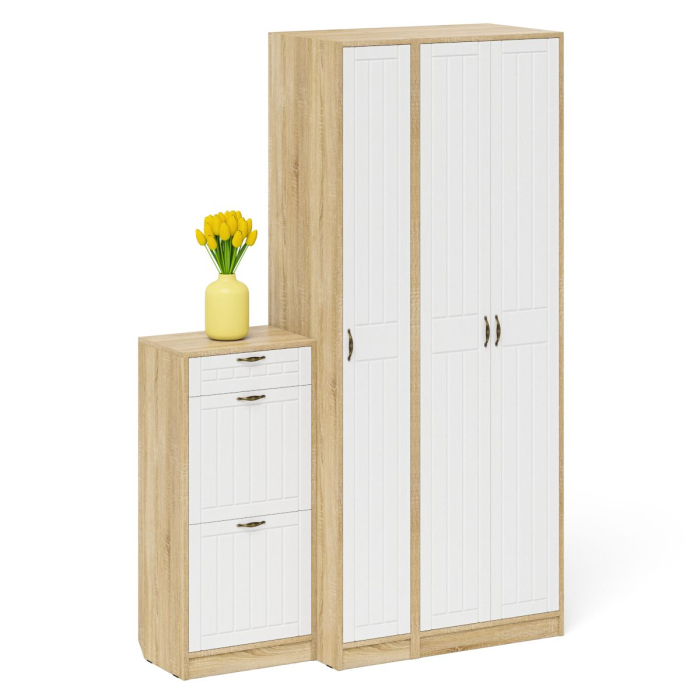 Прихожие, Тумба для обуви две секции в прихожую П-6-500 с пеналом и шкафом фрезеровка прованс