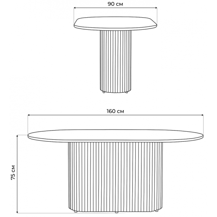 Обеденные столы, Стол Барон О 160 х 90 (черные ноги)
