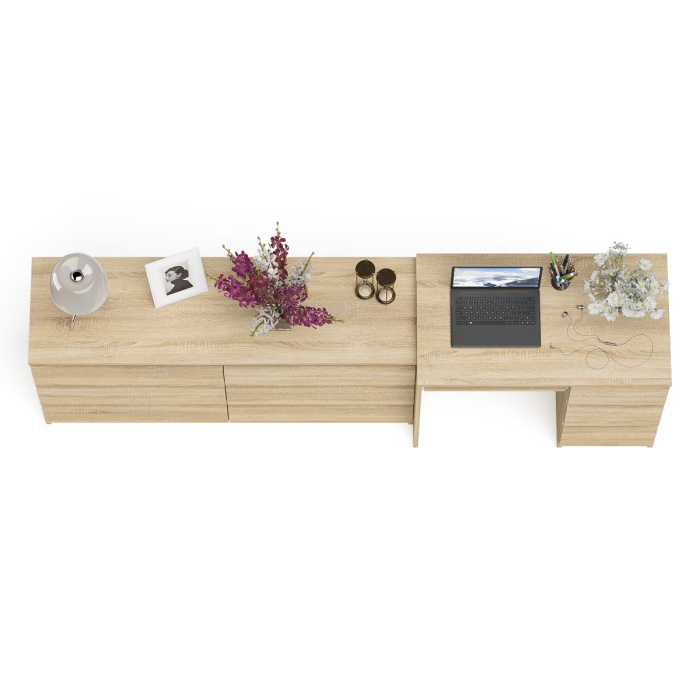 Домашние кабинеты, Комод 1380 6-ть ящиков Мори с однотумбовым столом компьютерным МС-6 правым