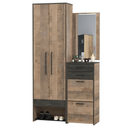 Шкаф для прихожей с тумбой для обуви и зеркалом Трувор