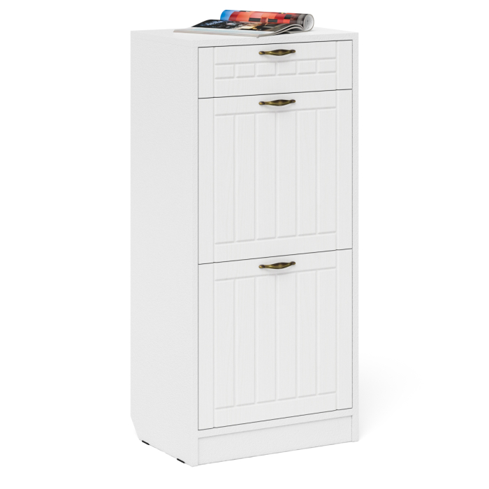 Прихожие, Высокая обувница с зеркалом и пеналом П-6 № 23 МДФ фрезеровка прованс