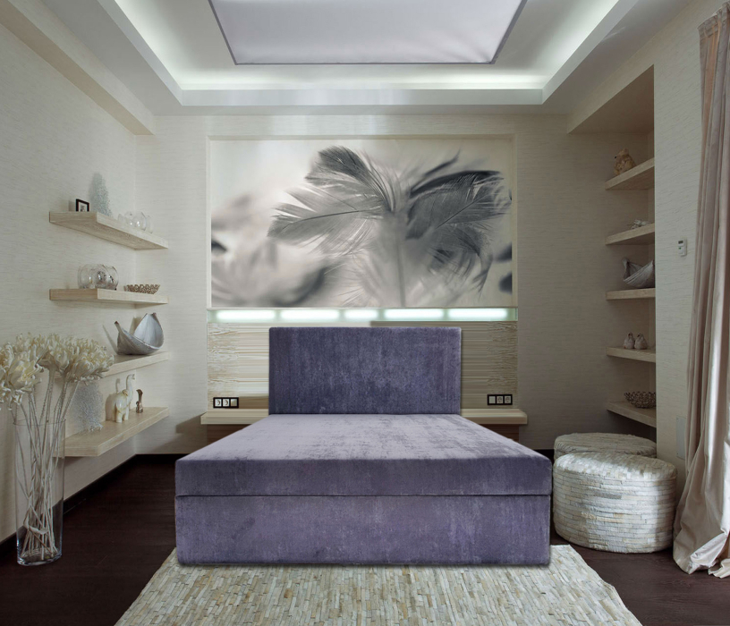 Кровати с мягким изголовьем, Кровать АТЛАНТА 140 с мягким изголовьем, с подъемным механизмом ,велюр