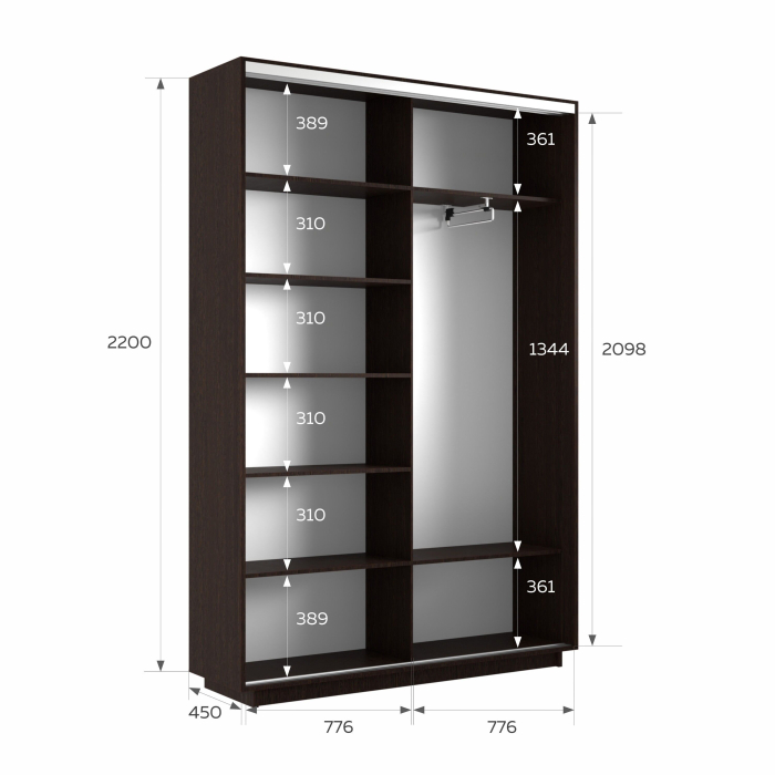 Шкафы-купе 2-х дверные, Шкаф-купе Экспресс 2-х дверный Фотопечать Квадрат Стекла 160х45х220