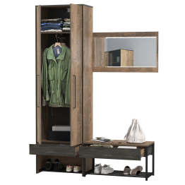 Прихожая с тумбой для обуви с сиденьем и зеркалом Трувор