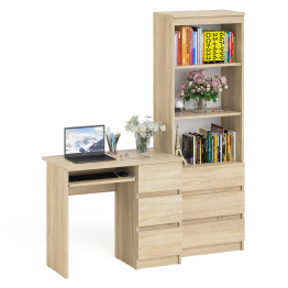 Стол компьютерный с тумбой справа и стеллаж с ящиками и нишами на 600 Мори