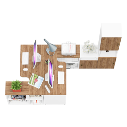 Домашний офис Лидер-8 для двоих человек из столов, пенала и тумбы.