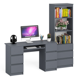 Стеллаж с ящиками и нишами Мори МСТ600 и стол компьютерный МС-2 с шестью ящиками