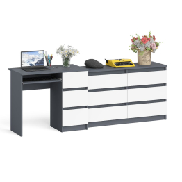 Комод Мори МК-1200 6 ящиков и компьютерный стол МС-6 три ящика справа