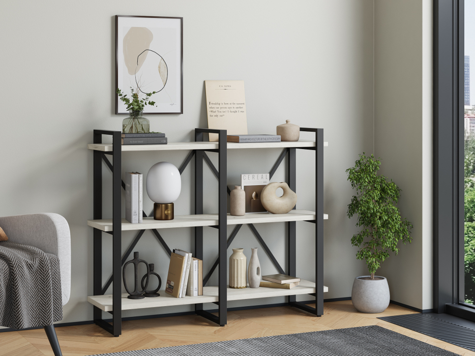 Стеллажи, Стеллаж Айсберг Лофт 120х102-3 черный