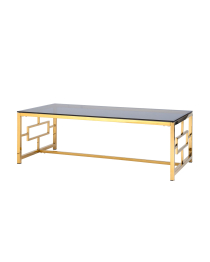 Журнальный стол БРУКЛИН 120х60 (Стекло smoke/Сталь золото)