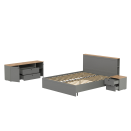 Набор мебели в спальню Остин из кровати с основанием с ТВ-тумбой и прикроватной тумбы