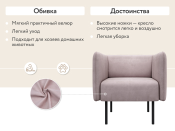 Кресло тканевое Рио, велюр