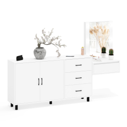 Косметический навесной столик с подсветкой и комод с ящиками и дверками 123-1604