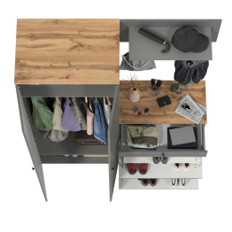 Шкаф 2-х дверный с обувницей и вешалкой для одежды с полкой Остин