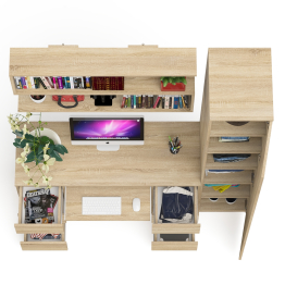Компьютерный стол МС-2 с верхней полкой и пеналом для вещей Мори