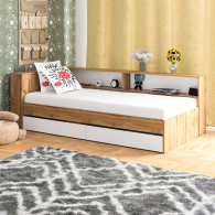 Кровати 90 см, Кровать односпальная 900 с ящиками и прикроватным блоком Ксения